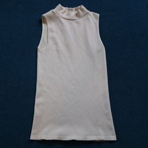 White Corded Free People Mock Neck Tank